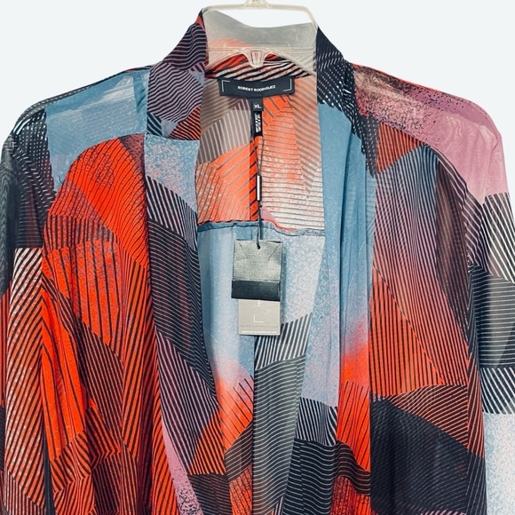 Robert Rodriguez Women's Faux Wrap Shirt Mini Dress Geometric Multicolor XL - Picture 7 of 15